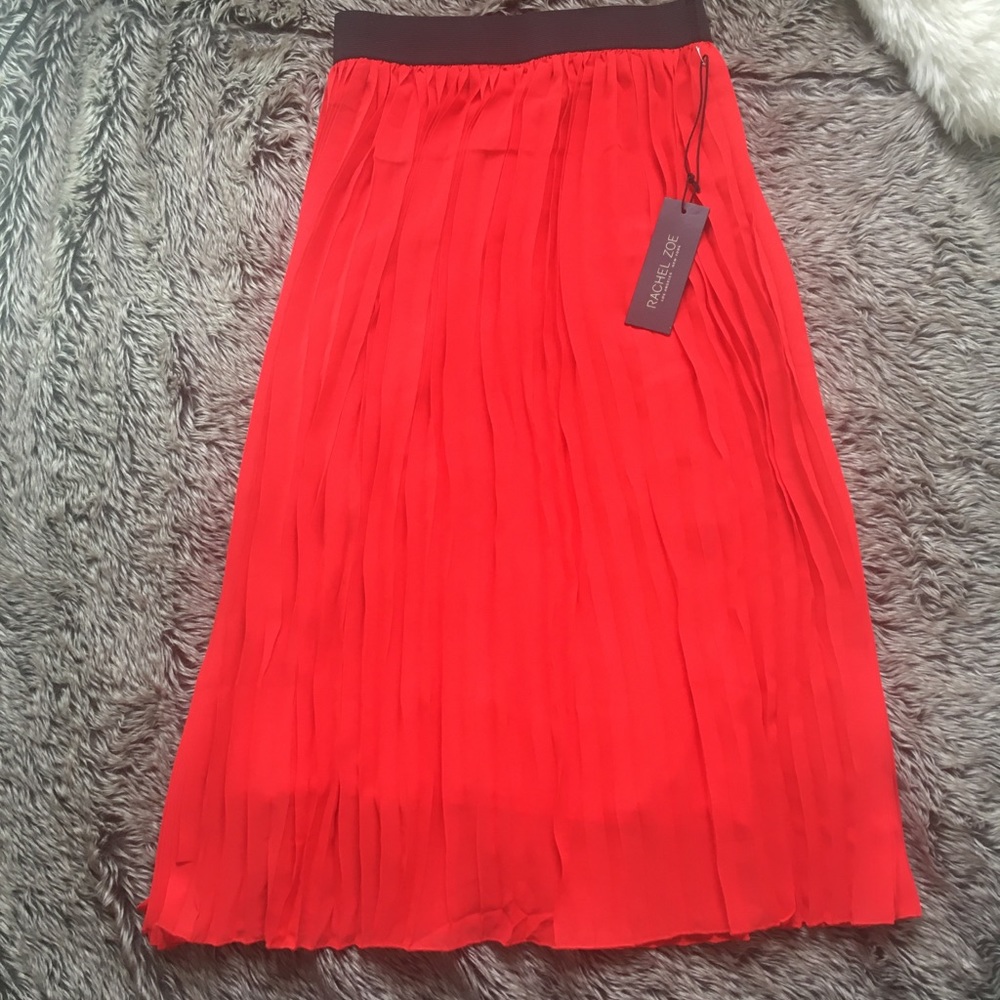 RACHEL ZOE red pleated chiffon skirt size small